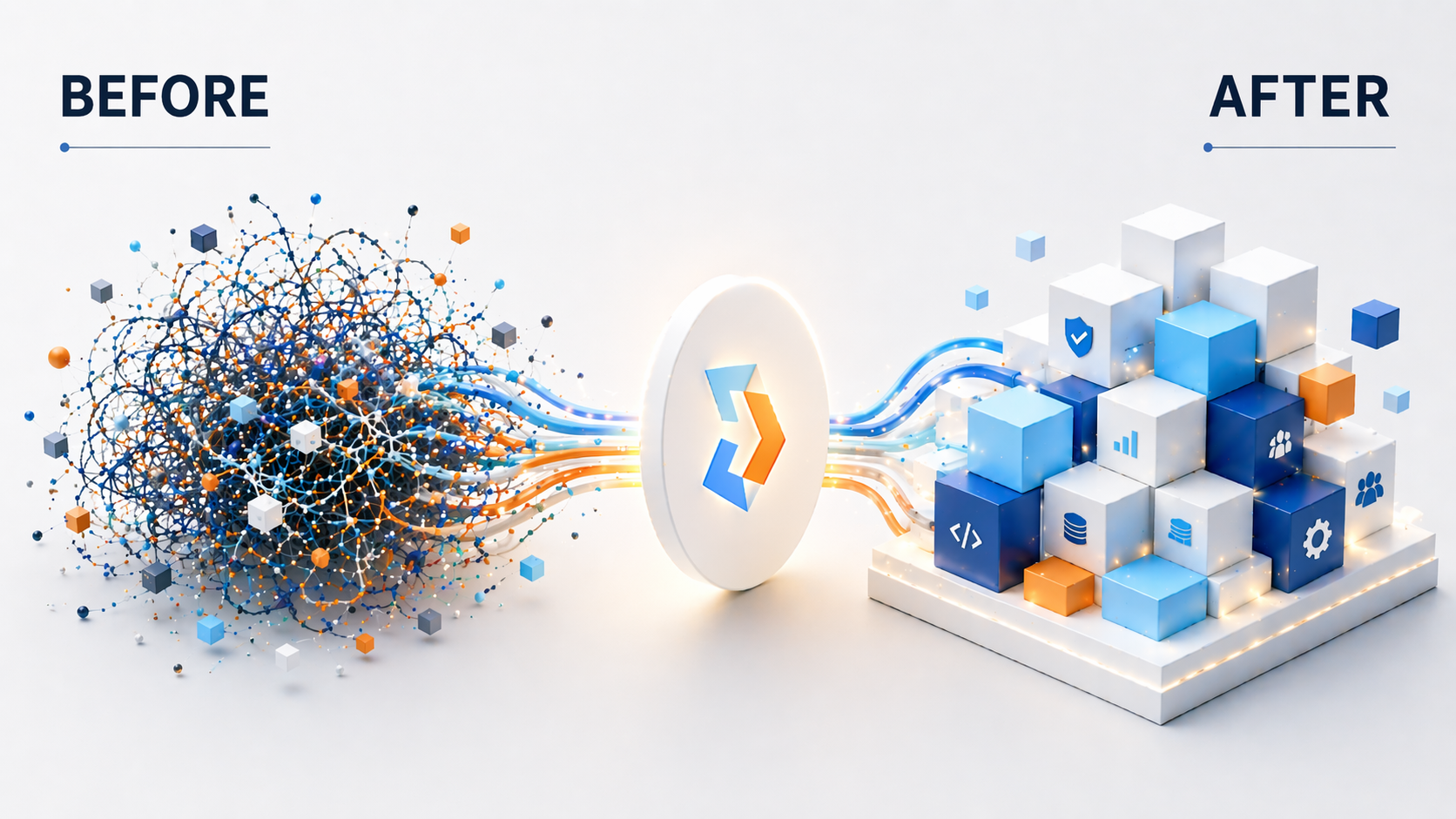 Abstract transformation from software chaos to organized governed systems